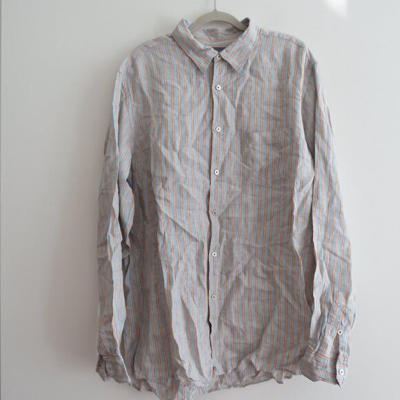 MARTIN GORDON 100% Linen Striped Casual Shirt in Light Blue - Men's Size XL - Picture 2 of 15